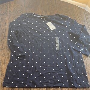 Style & Co. Navy Polka Dot Short Sleeve Tee